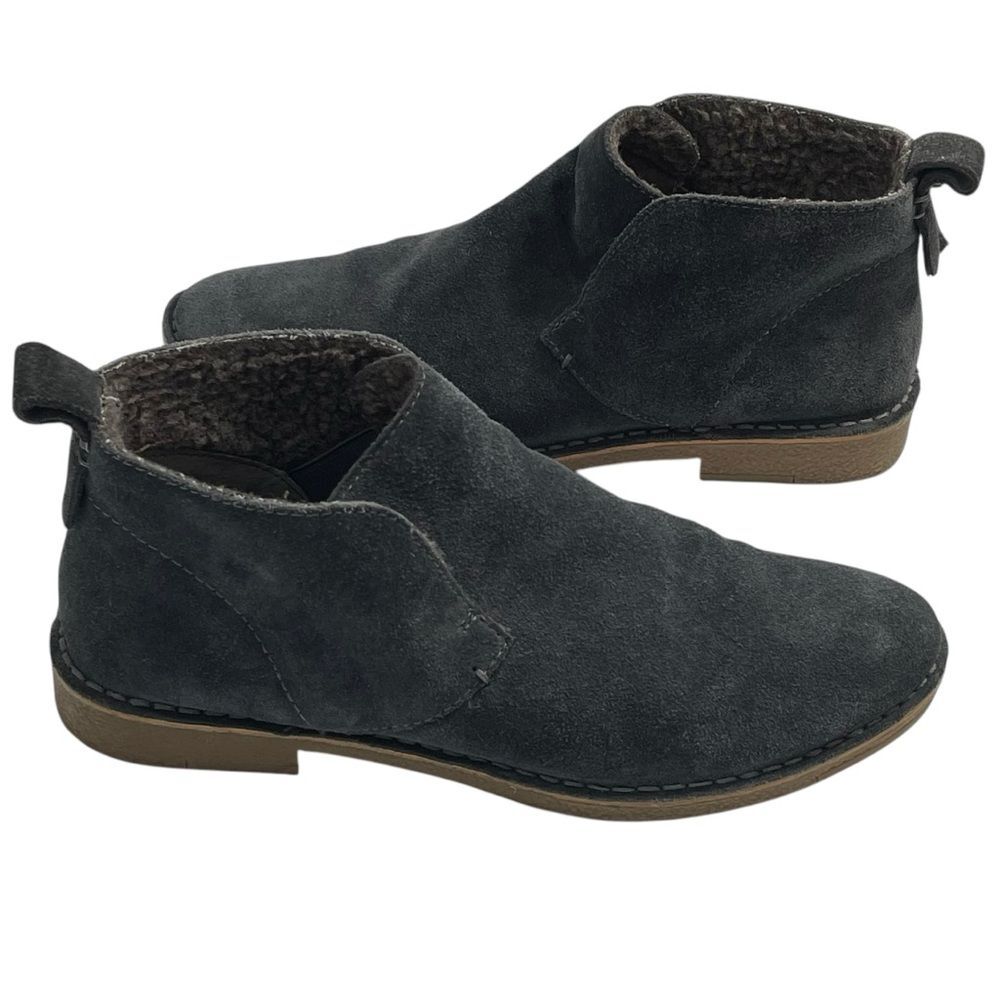 Dolce Vita Ankle Boots Size 7.5 Grey Suede Sherpa Lined Slip on Shoes